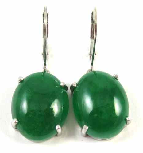 Appraisal: PAIR OF JADE AND WHITE GOLD EARRINGS each with an