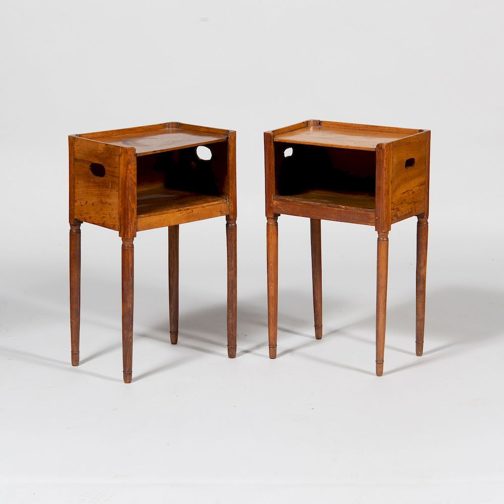 Appraisal: Pair of French Provincial Fruitwood Bedside Tables x x in