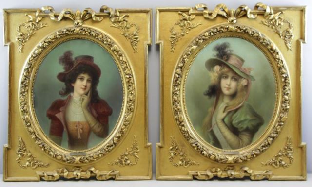 Appraisal: DUVERNOIS P Pair of Late th C Oil on PanelPortraits