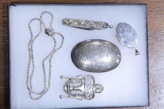 Appraisal: FIVE PIECE STERLING JEWELRY All marked either ''Sterling'' or ''