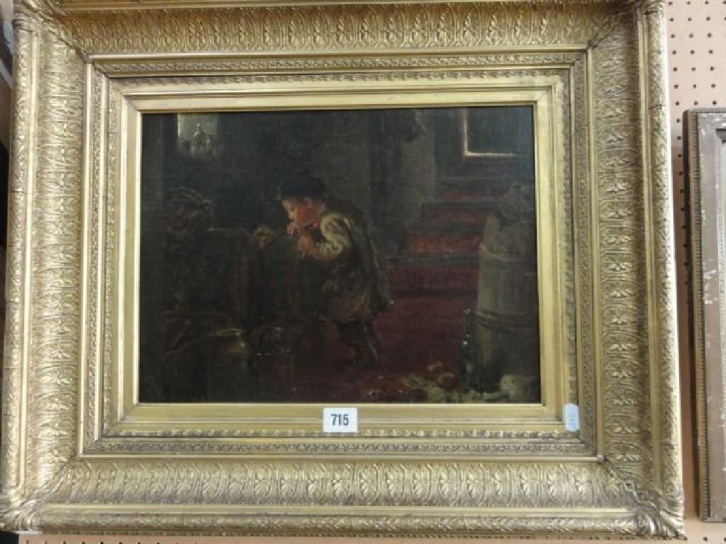 Appraisal: A Victorian oil painting on canvas of a cellar interior