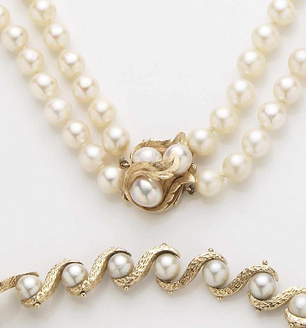 Appraisal: Property of various owners A collection of cultured pearl and