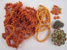 Appraisal: A mixed lot comprising two branch coral necklaces two coral