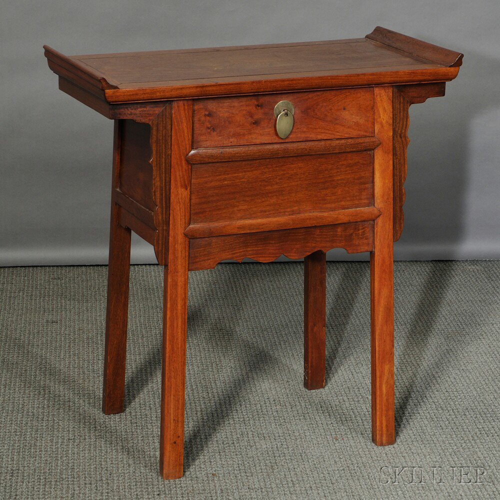 Appraisal: Side Table China yumu everted flanges drawer x x in