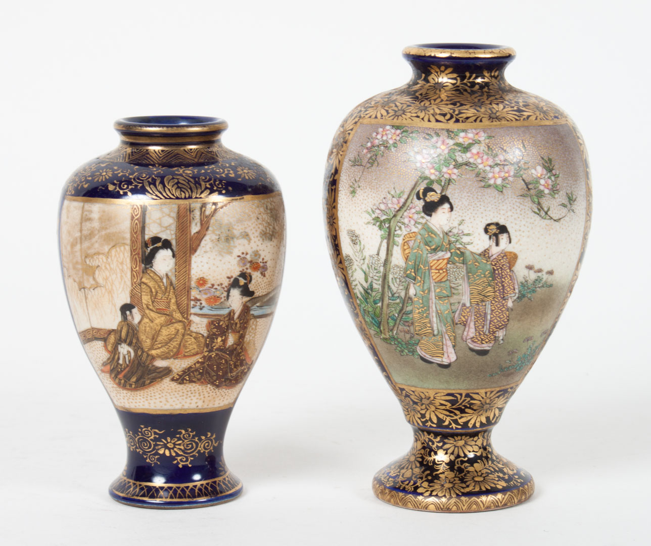 Appraisal: Two Japanese Satsuma miniature vase early th century both with