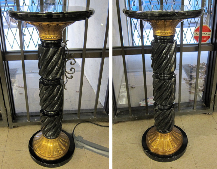 Appraisal: A PAIR OF ORMOLU AND BLACK PORFIDO MARBLE PEDESTALS each