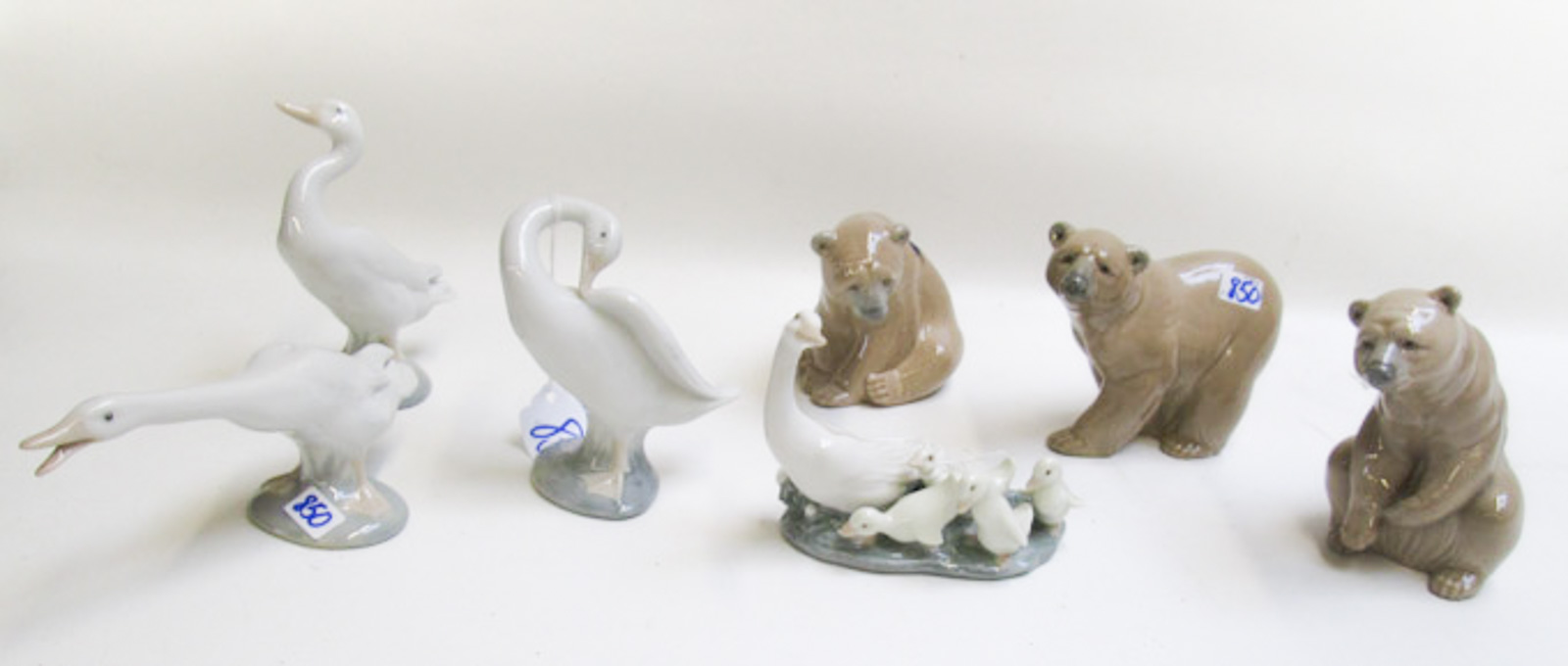 Appraisal: SEVEN LLADRO PORCELAIN WILDLIFE FIGURINES Attentive Bear Seated Bear Good