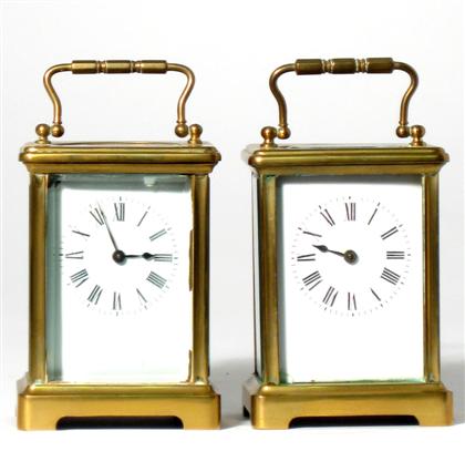 Appraisal: French brass and glass carriage clocks th th century Typical