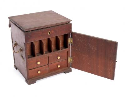 Appraisal: An early th Century mahogany apothecary's box the lift lid