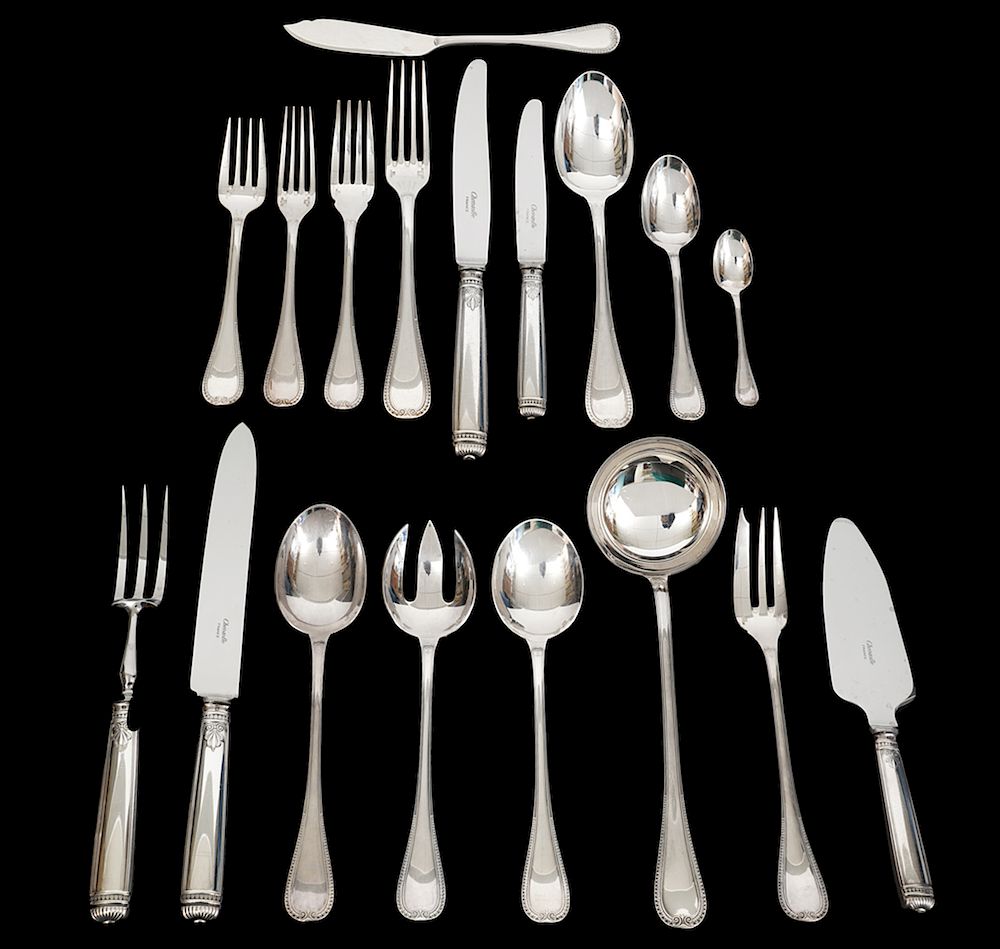 Appraisal: Pcs Christofle 'Malmaison' Pattern Flatware Christofle silver plate flatware set