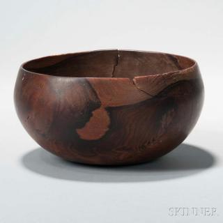 Appraisal: Hawaiian Carved Wood Bowl Umeke c th century with flat