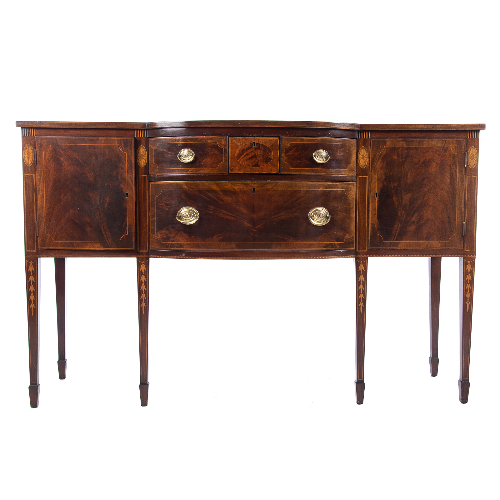 Appraisal: POTTHAST BROTHERS FEDERAL STYLE INLAID SIDEBOARD Mid- th century shaped