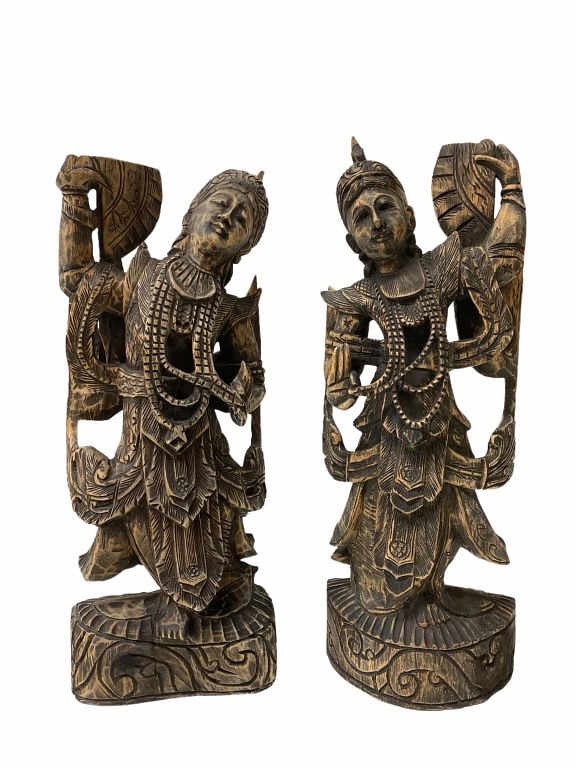 Appraisal: Asian Wooden Carvings Asian Wooden Carvings Measures inches high x