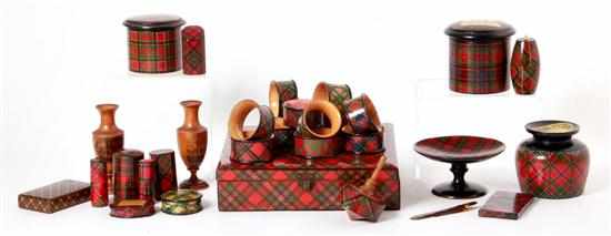 Appraisal: Scottish tartanware objects th th century comprising cigar box ''Sq