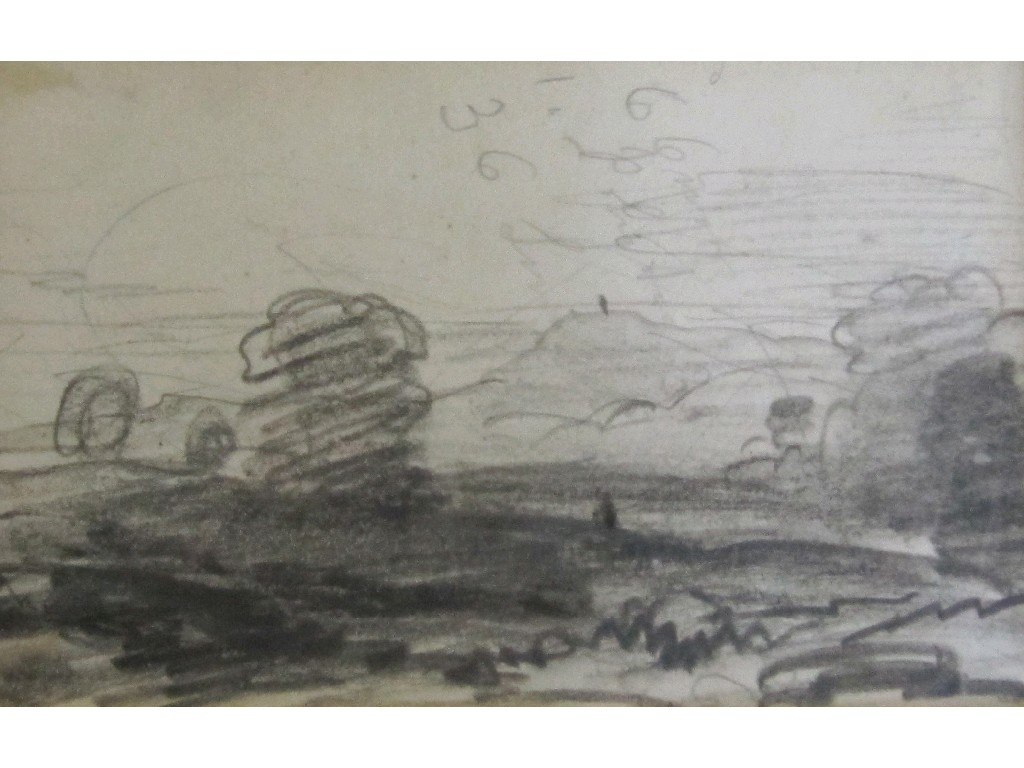 Appraisal: Pencil landscape sketch unsigned x