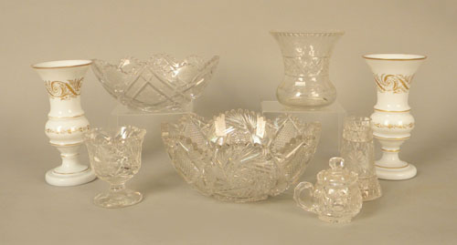 Appraisal: Six pieces of cut glass together with a pair of