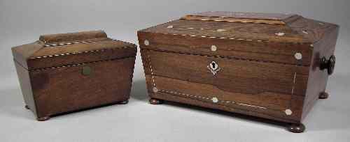 Appraisal: A William IV rosewood and mother of pearl work box