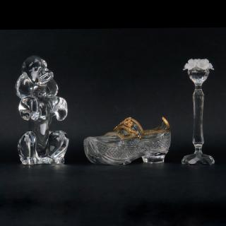 Appraisal: Three Glass Tabletop Items Three Glass Tabletop Items Includes a