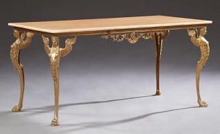 Appraisal: French Louis XV Style Marble Top Brass Coffee Tabl French