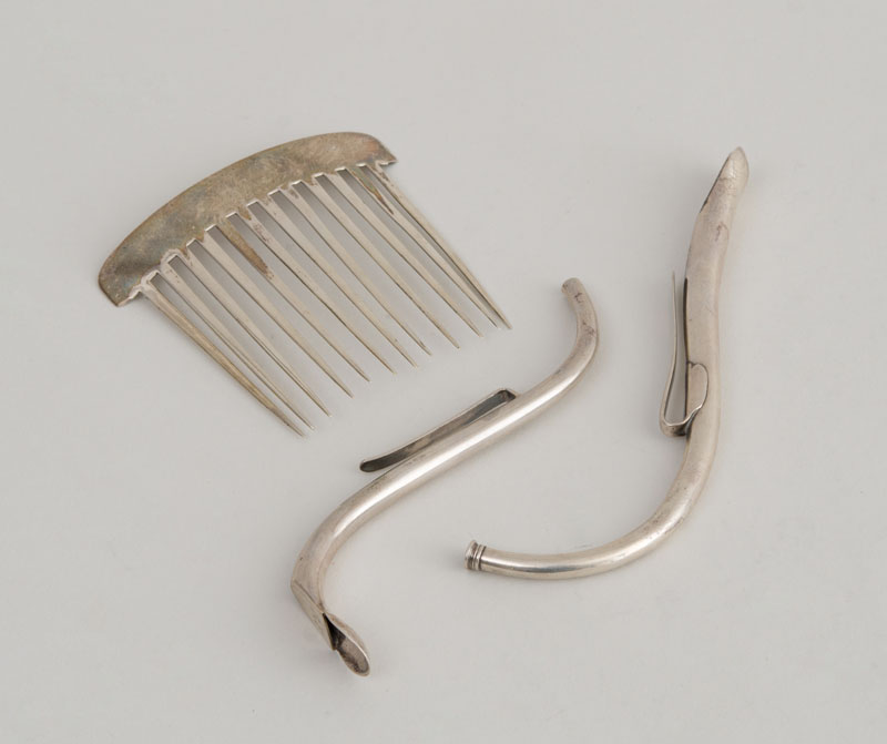 Appraisal: TWO AMERICAN SILVER STRAWS AND A SILVER COMB One straw