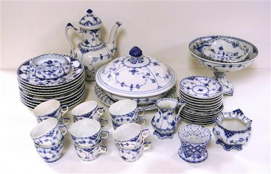 Appraisal: Royal Copenhagen blue and white lace pattern coffee pot compote