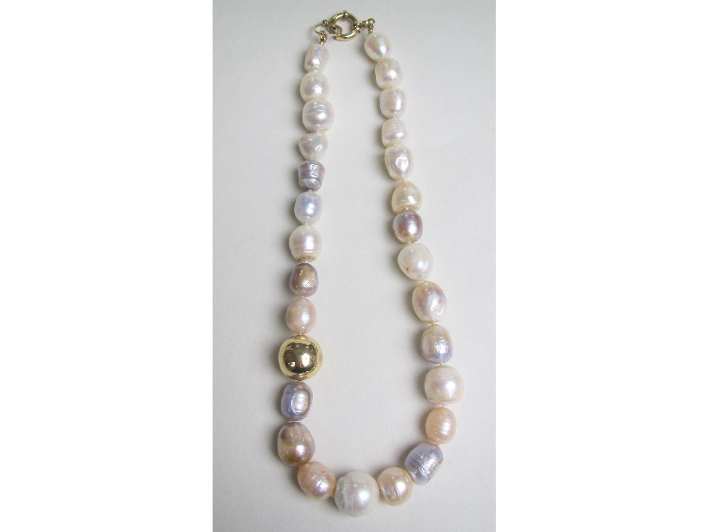 Appraisal: String of cultured pearls of irregular form and in three