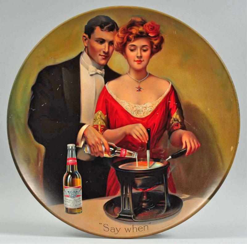 Appraisal: Small Tin Budweiser Charger Description Circa s Great scene and