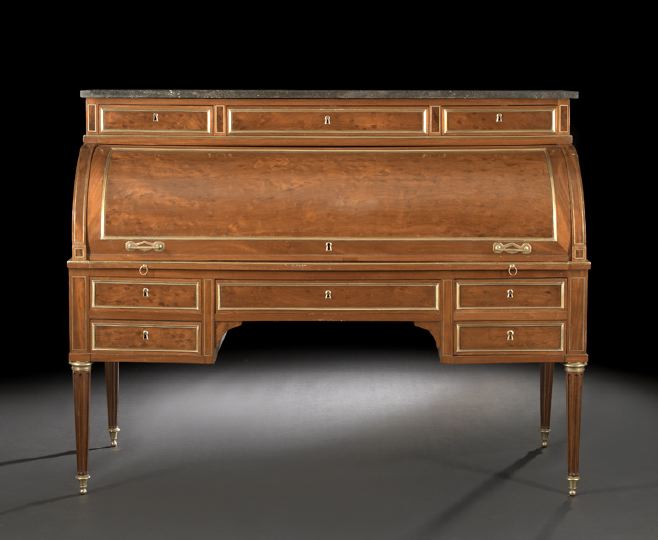 Appraisal: Fine Louis XVI-Style Mahogany Bureau Cylindre late th century the