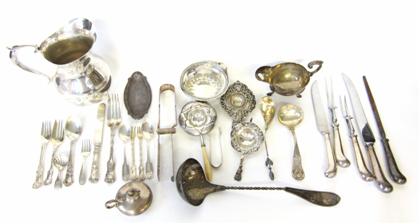 Appraisal: Group of sterling silver serving pieces hollowware and flatwareVarious makers