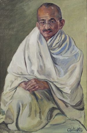 Appraisal: Winsten Clare - Gandhi Mahatma Oil on canvas signed by