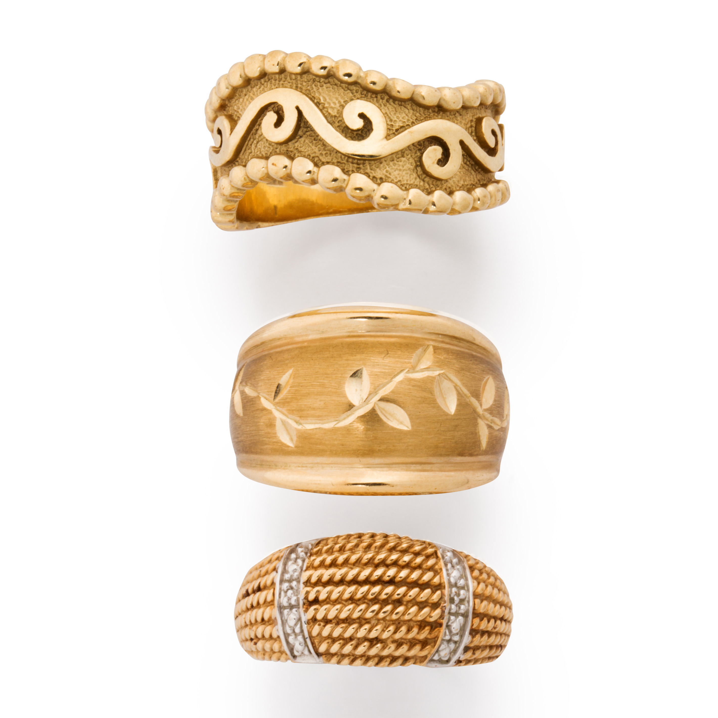 Appraisal: A GROUP OF TEN KARAT GOLD RING A group of