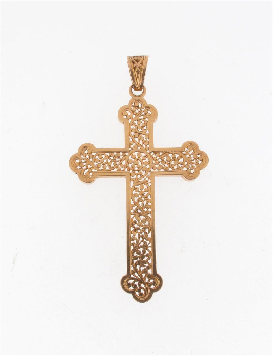 Appraisal: A French gold cruciform pendant