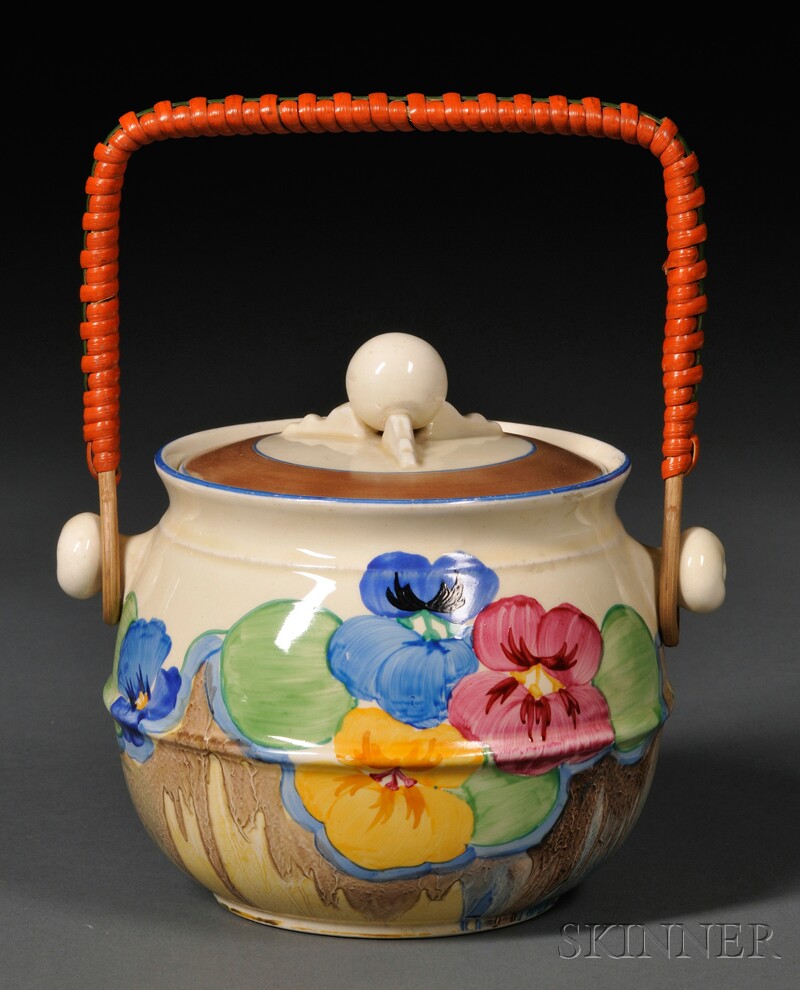 Appraisal: Clarice Cliff Bizarre Ware Covered Pot England th century Newport