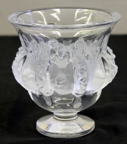 Appraisal: Lalique Dampierre Vase with Bird Design Mint in box tall