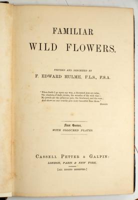 Appraisal: Hulme F E Familiar Wild Flowers first series vols Cassell