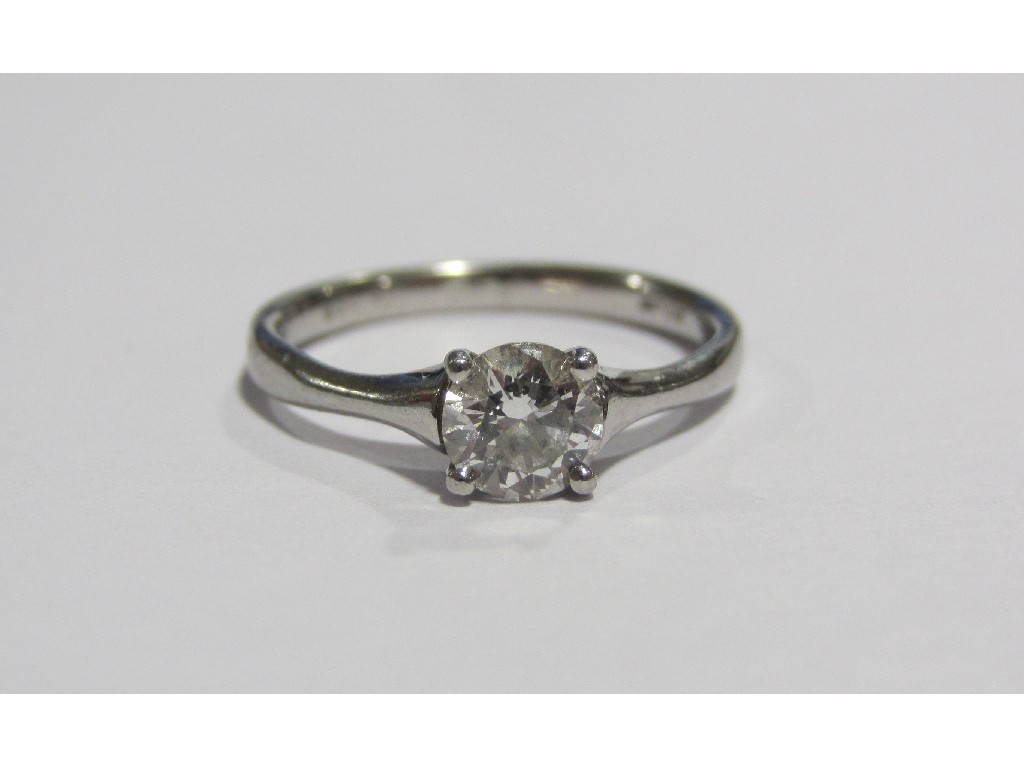 Appraisal: Platinum diamond solitaire ring with round brilliant cut diamond measuring