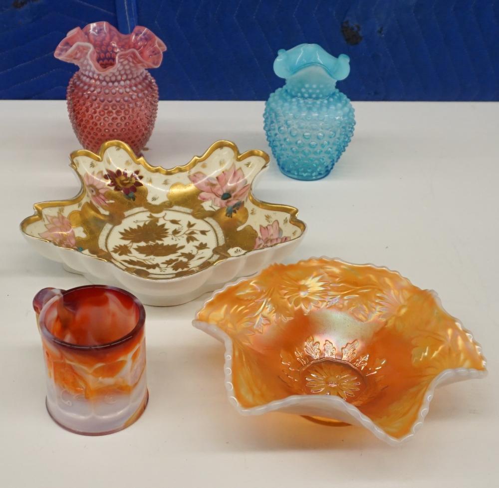 Appraisal: Group of Art Glass and Porcelain Table Articles