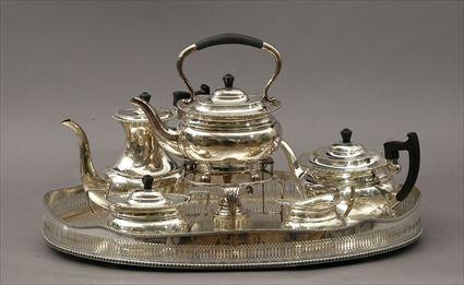 Appraisal: George III-Style Silverplate Six-Piece Tea and Coffee Service Consisting of