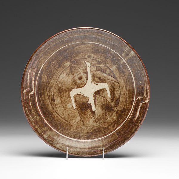 Appraisal: Bird in Flight Charger Glazed stoneware with wax resist decoration