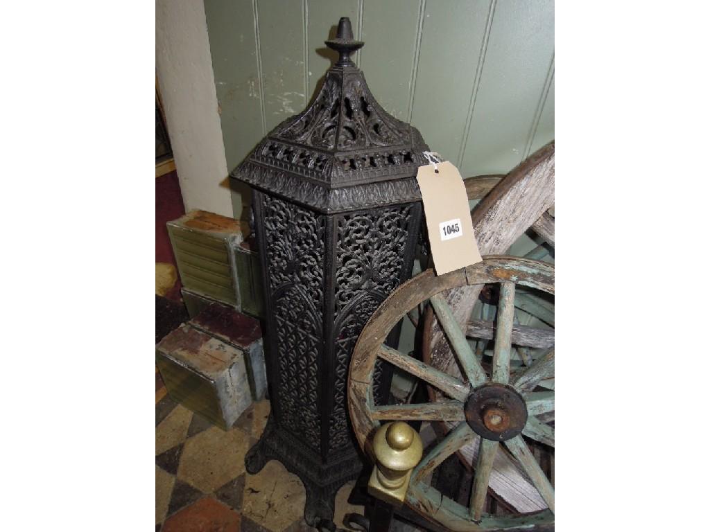 Appraisal: A Victorian cast iron freestanding conservatory heater of hexagonal form