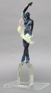 Appraisal: Milon Townsend American th c Deco Study Blue Moon Lampworked