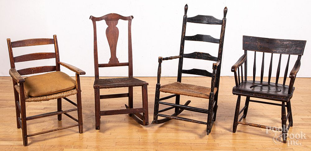 Appraisal: Two primitive New England rocking chairs Two primitive New England