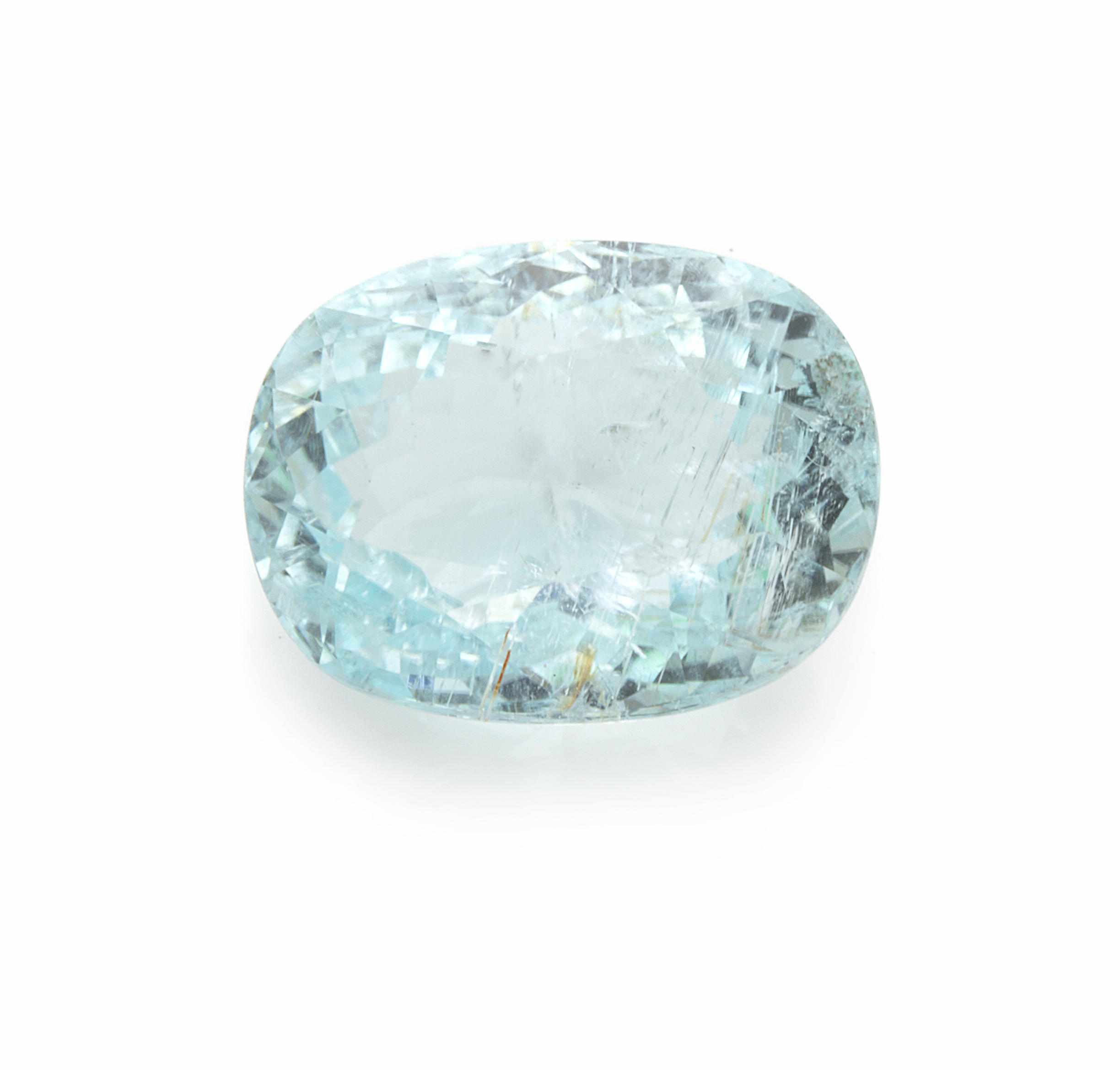 Appraisal: Blue Cuprian Tourmaline MozambiqueThe oval mixed-cut stone of slightly bluish-green