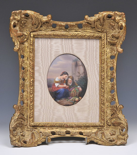 Appraisal: AN OVAL PORCELAIN PANEL mounted in a frame th Century