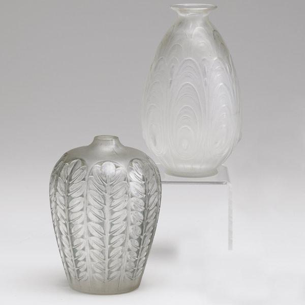 Appraisal: LALIQUE Tournai vase with blue patina and engraved mark together