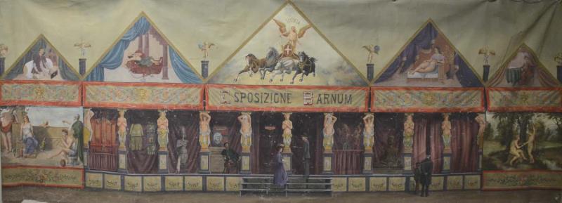 Appraisal: Huge Esposizione Barnum Mural in Venice Huge foot long canvas