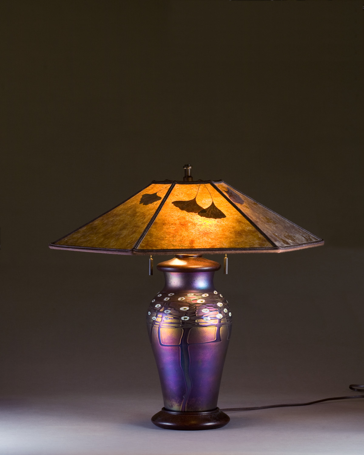 Appraisal: CONTEMPORARY IRIDESCENT GLASS LAMP BASE WITH MILLEFIORI DESIGN Height inches