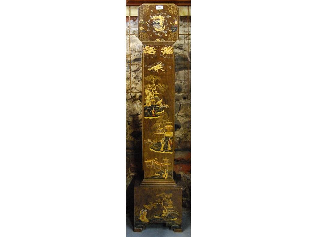 Appraisal: An Art Deco period grandmother clock case decorated in the