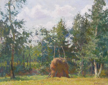 Appraisal: Vladimir Nikolaevich Korkodym Russian b Landscape with Young Haystack Oil