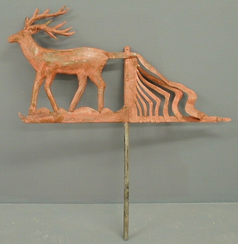 Appraisal: Large molded metal weathervane of a reindeer late th c